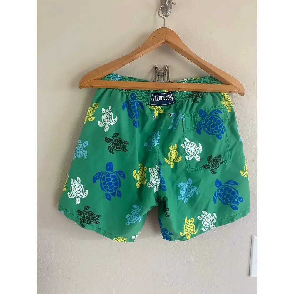 Vilebrequin Ronde des Tortues Multicolor Turtle Indies Swim Trunks Size L Green
